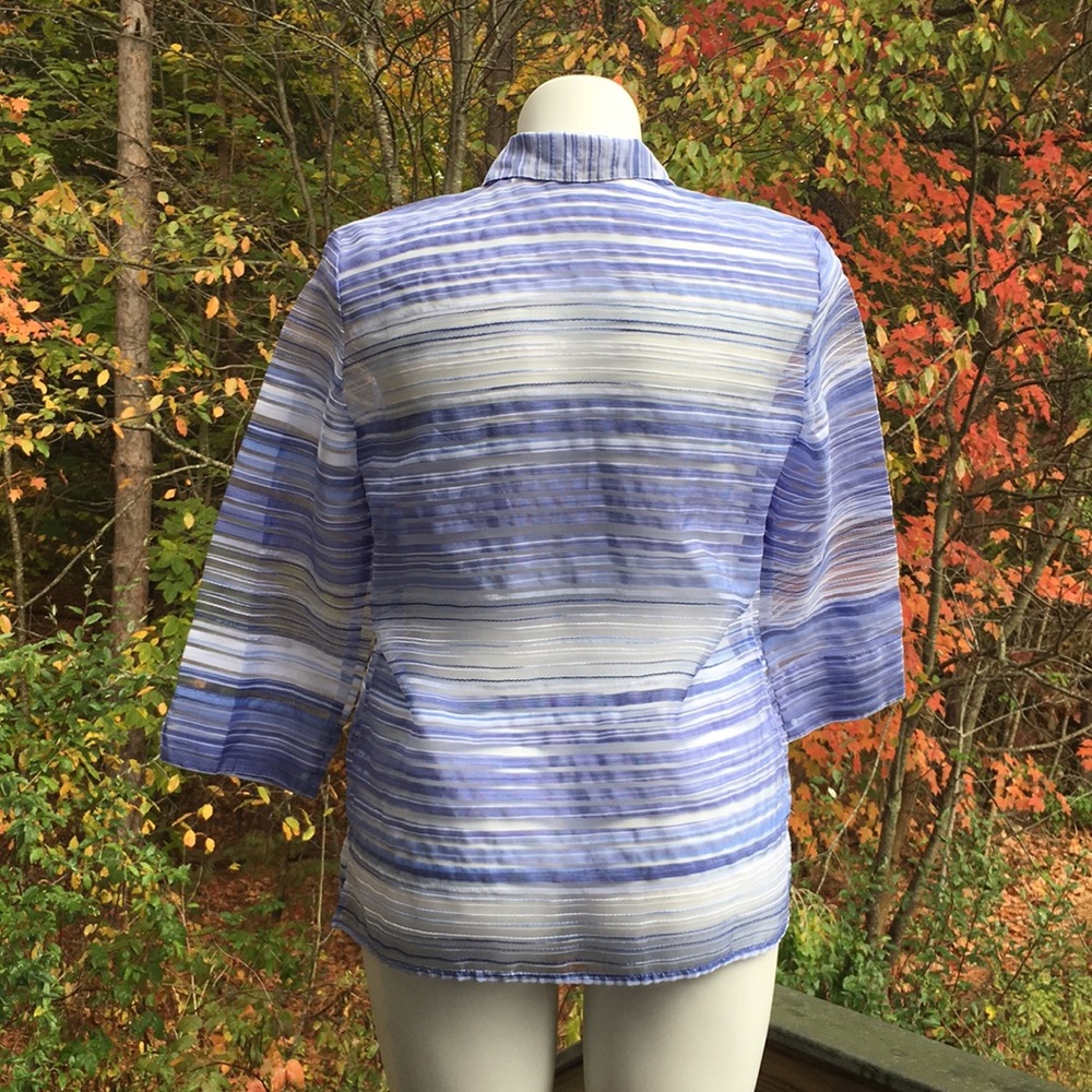 Sheer Blue Striped Button Down Size 10 - image 4